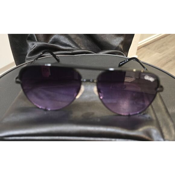 Quay Australia High Key Metal Frame XLarge Aviator Sunglasses- Black/Purple main image 8